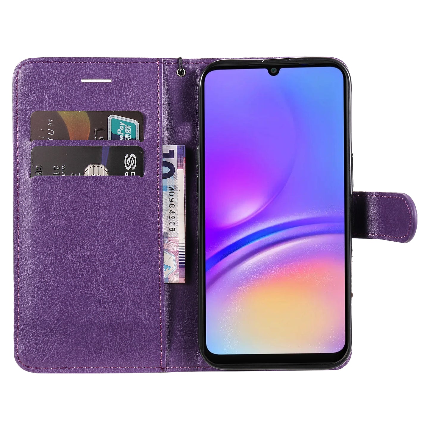 KT Leather Series-2 for Samsung Galaxy A06 Case Solid Color Leather Phone Cover Wallet Stand - Purple