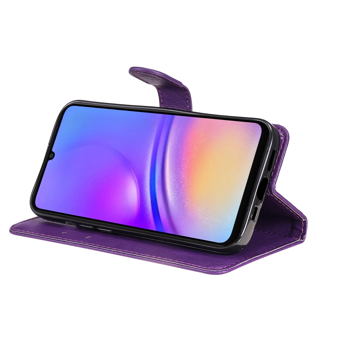 KT Leather Series-2 for Samsung Galaxy A06 Case Solid Color Leather Phone Cover Wallet Stand - Purple