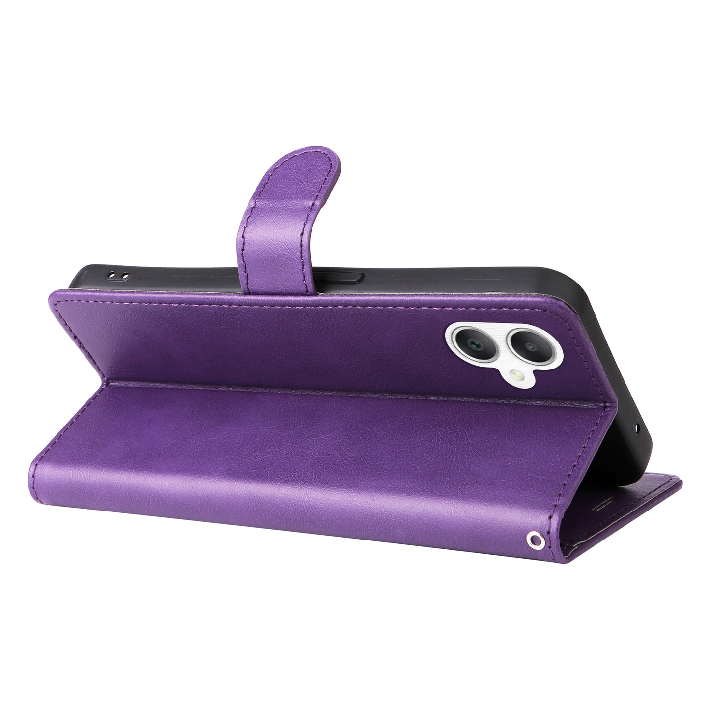 KT Leather Series-2 for Samsung Galaxy A06 Case Solid Color Leather Phone Cover Wallet Stand - Purple