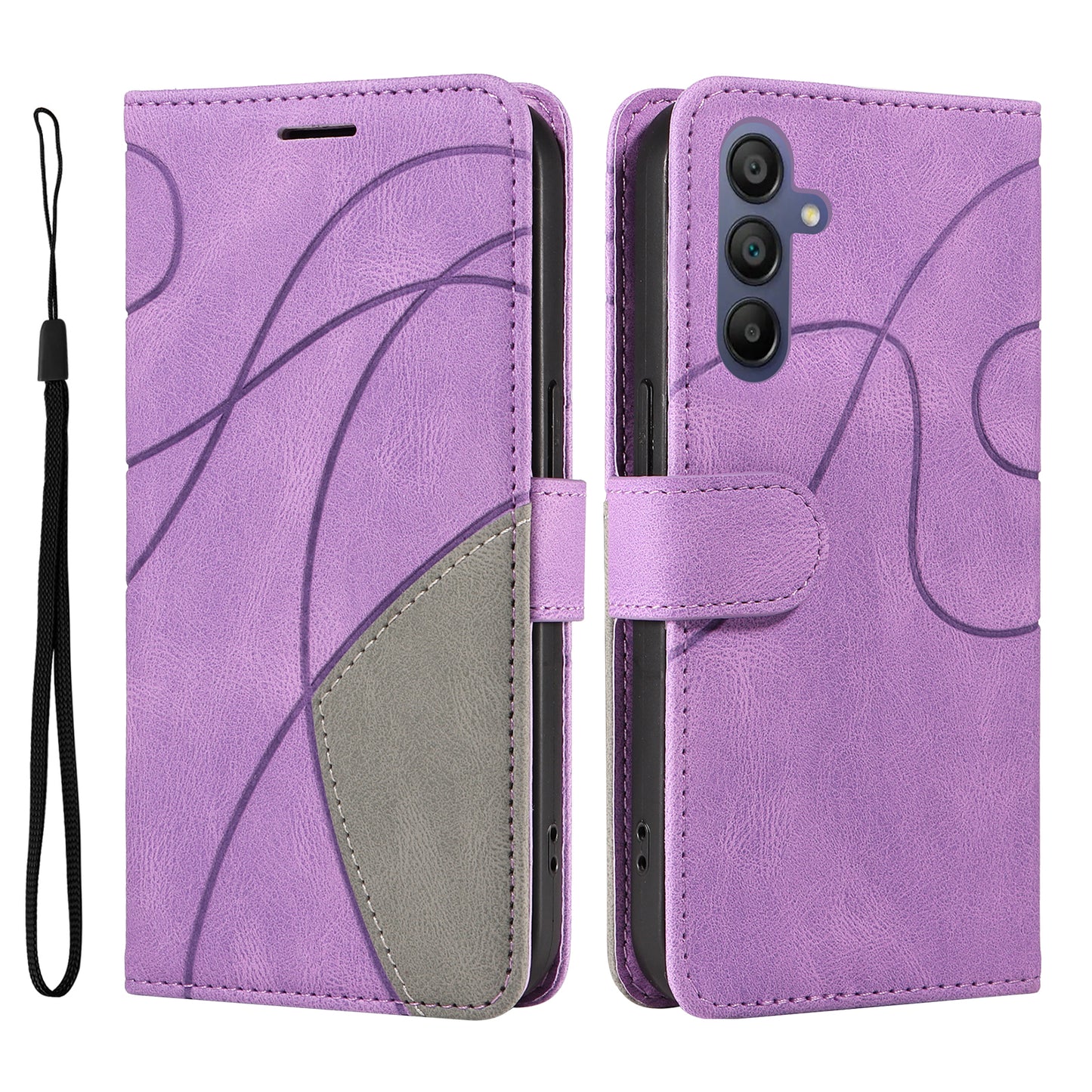 KT Leather Series-1 For Samsung Galaxy A16 5G / A16 4G Leather Case Color Splicing Phone Cover Wallet Stand - Purple