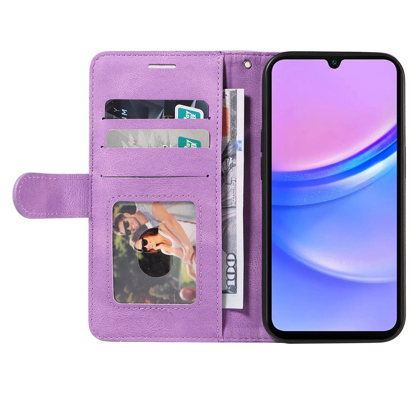 KT Leather Series-1 For Samsung Galaxy A16 5G / A16 4G Leather Case Color Splicing Phone Cover Wallet Stand - Purple