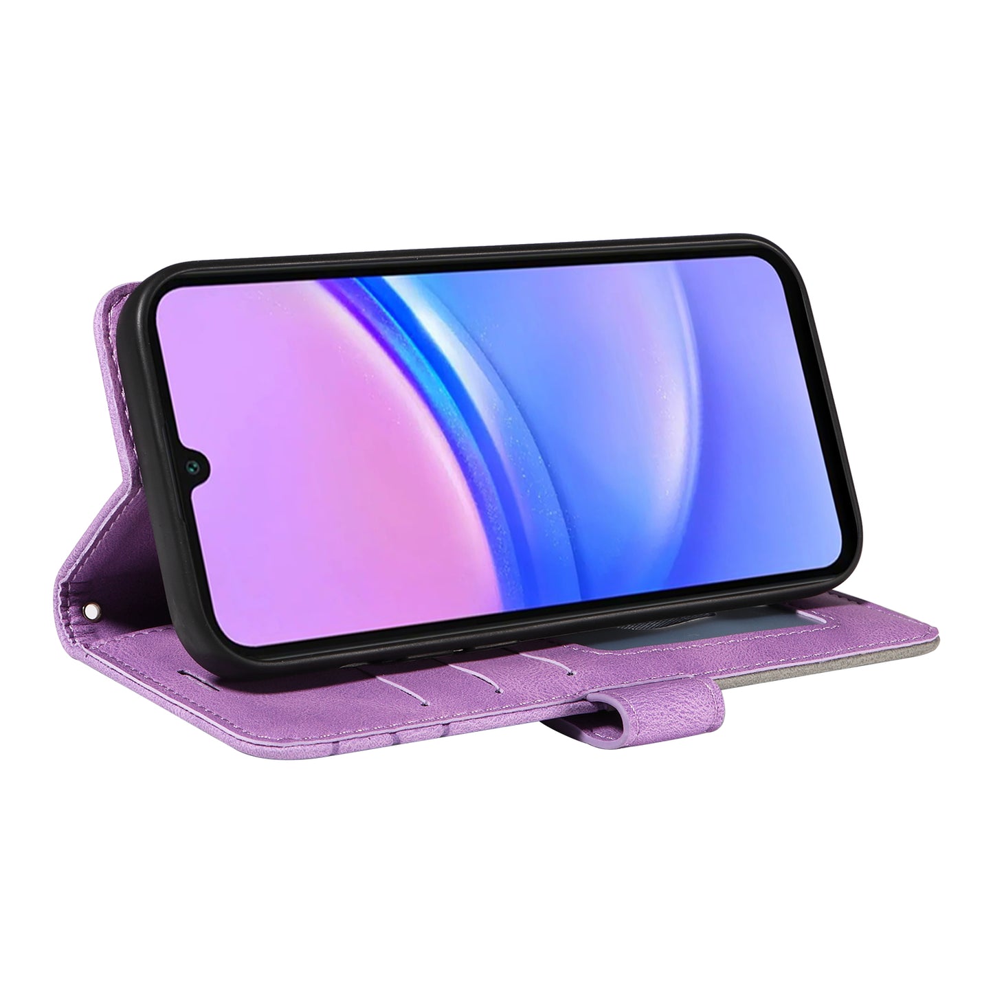 KT Leather Series-1 For Samsung Galaxy A16 5G / A16 4G Leather Case Color Splicing Phone Cover Wallet Stand - Purple