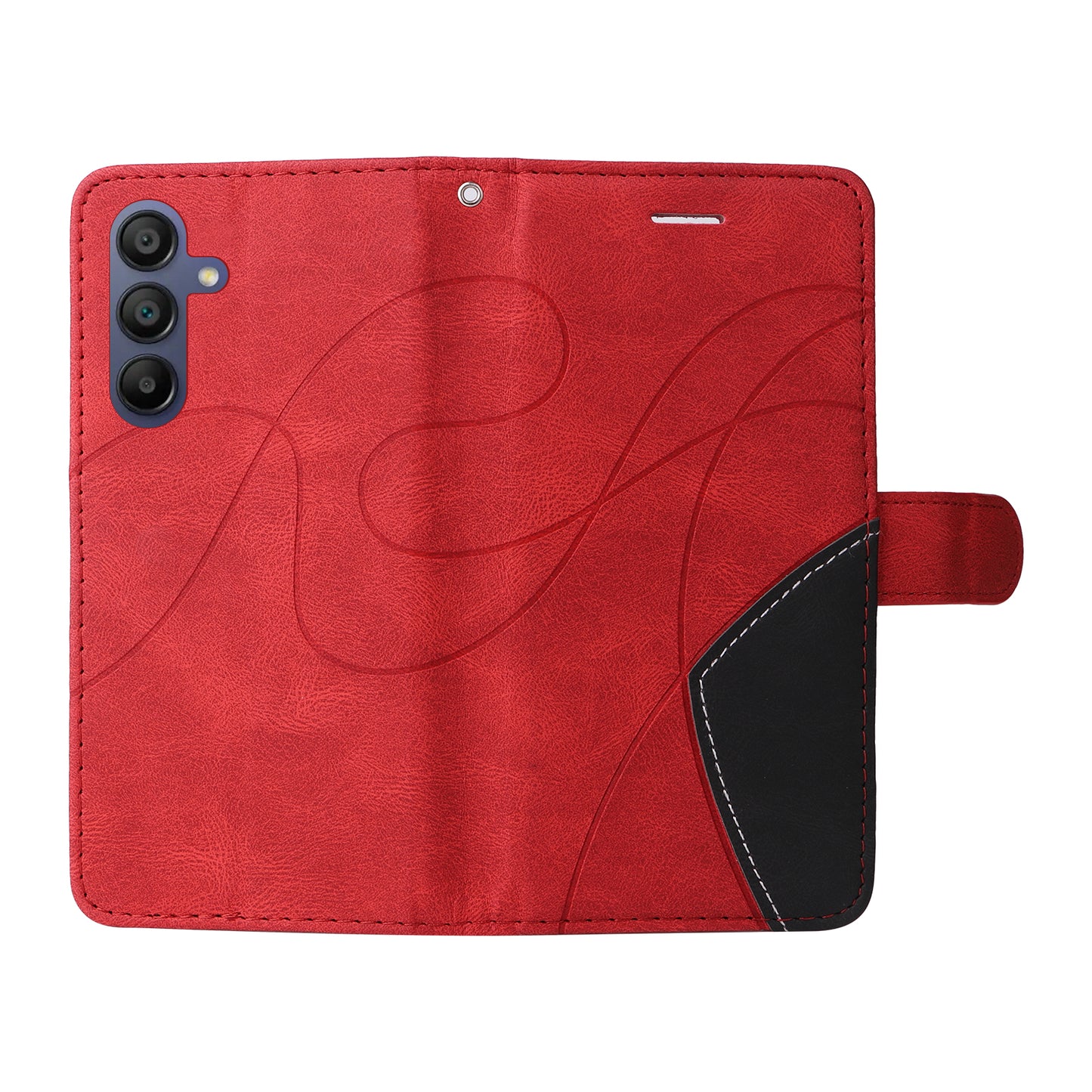 KT Leather Series-1 For Samsung Galaxy A16 5G / A16 4G Leather Case Color Splicing Phone Cover Wallet Stand - Red
