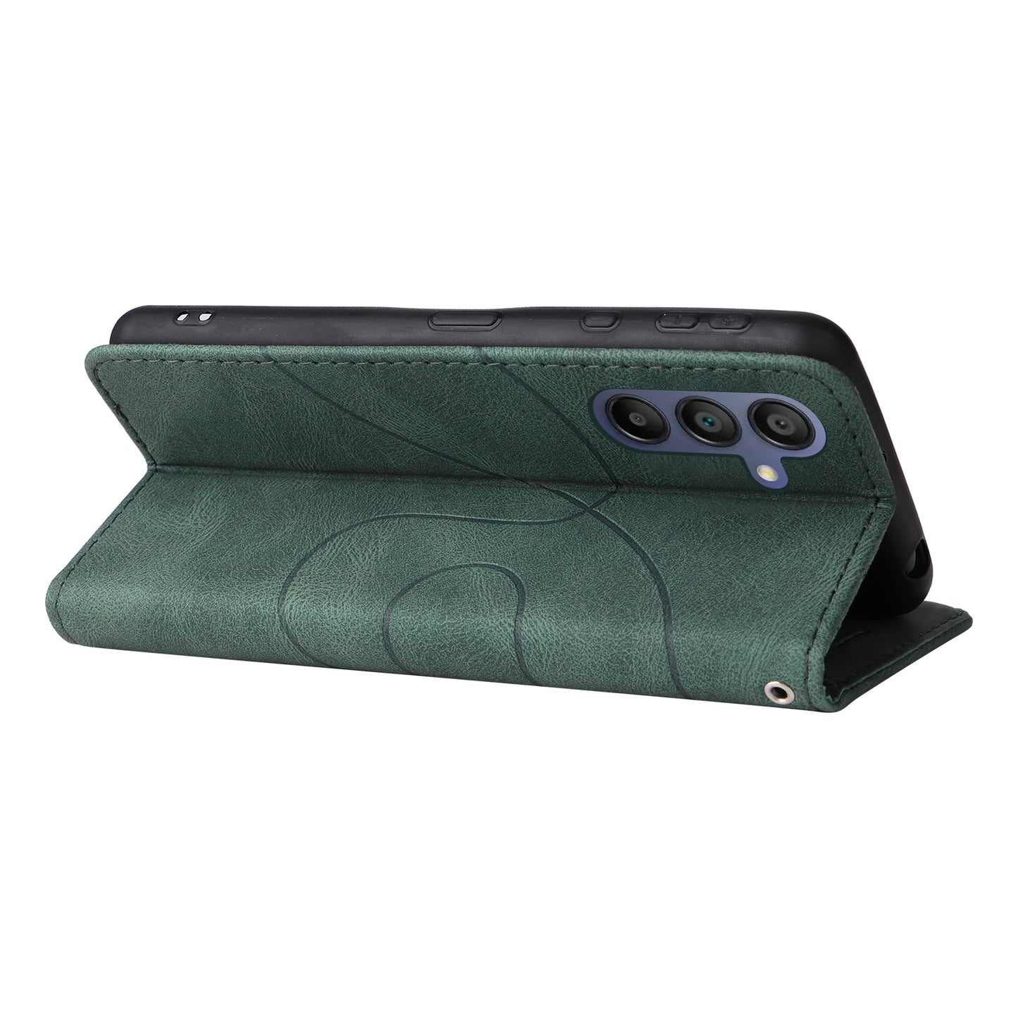 KT Leather Series-1 For Samsung Galaxy A16 5G / A16 4G Leather Case Color Splicing Phone Cover Wallet Stand - Green