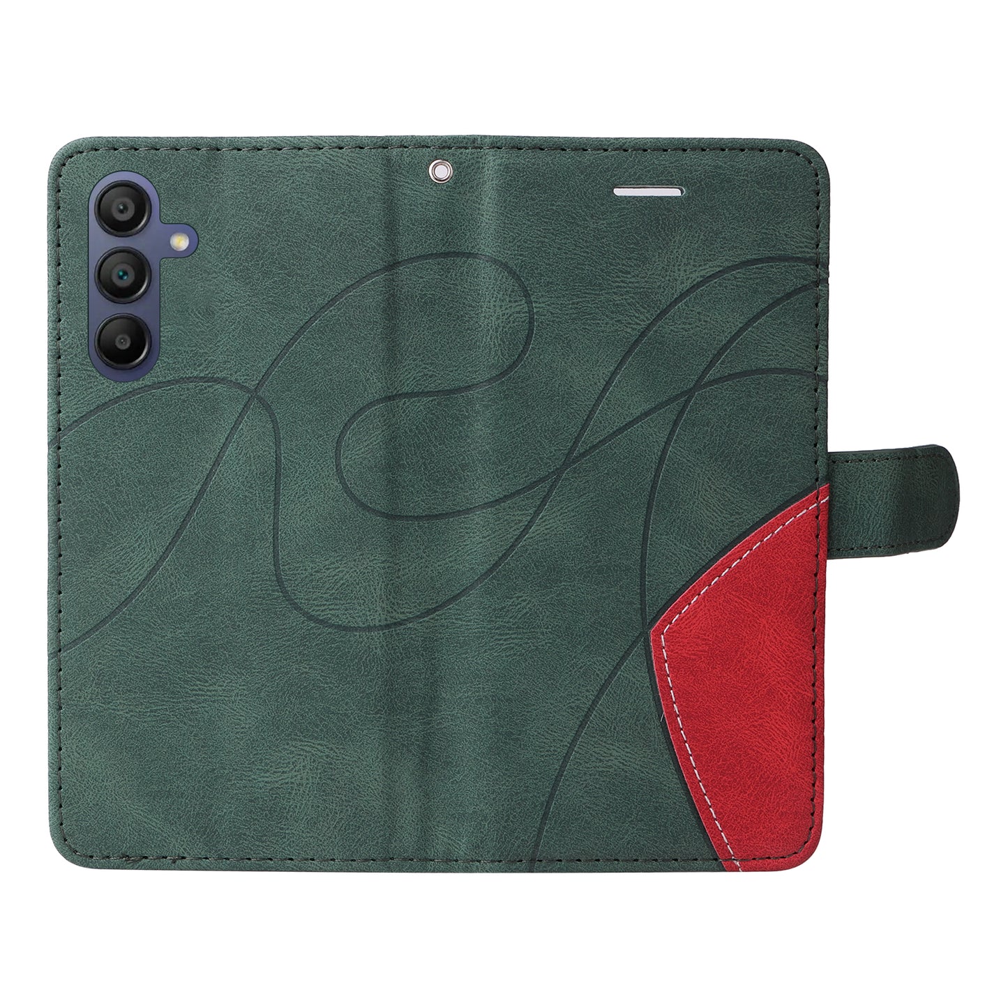 KT Leather Series-1 For Samsung Galaxy A16 5G / A16 4G Leather Case Color Splicing Phone Cover Wallet Stand - Green