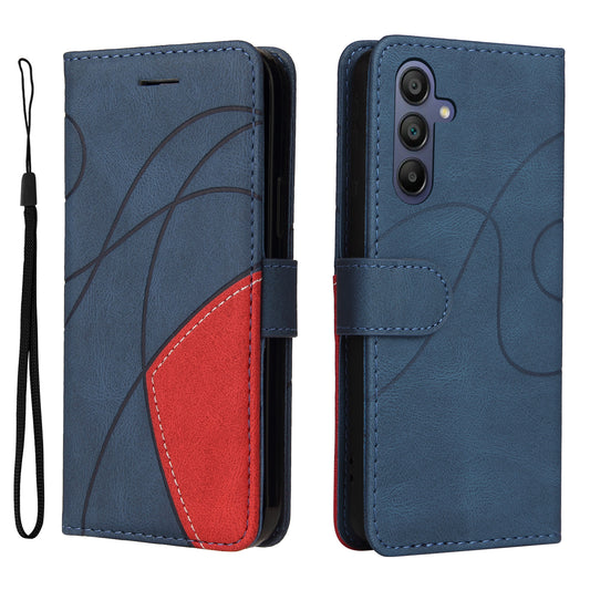 KT Leather Series-1 For Samsung Galaxy A16 5G / A16 4G Leather Case Color Splicing Phone Cover Wallet Stand - Blue