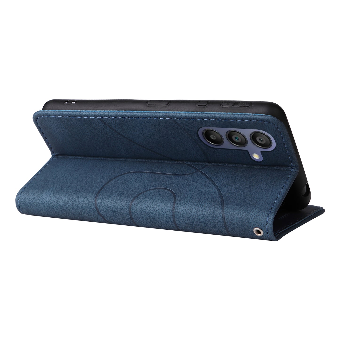 KT Leather Series-1 For Samsung Galaxy A16 5G / A16 4G Leather Case Color Splicing Phone Cover Wallet Stand - Blue