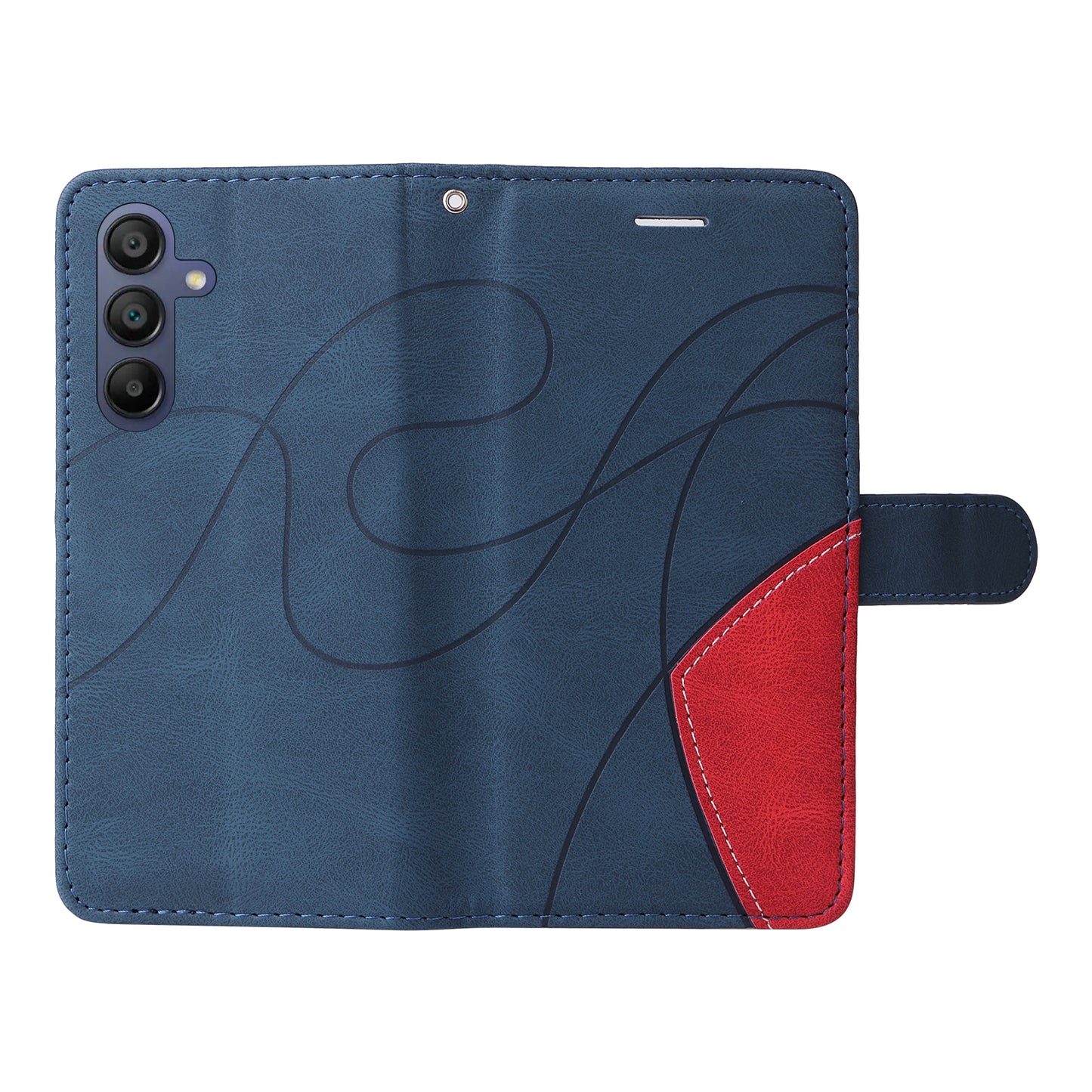 KT Leather Series-1 For Samsung Galaxy A16 5G / A16 4G Leather Case Color Splicing Phone Cover Wallet Stand - Blue