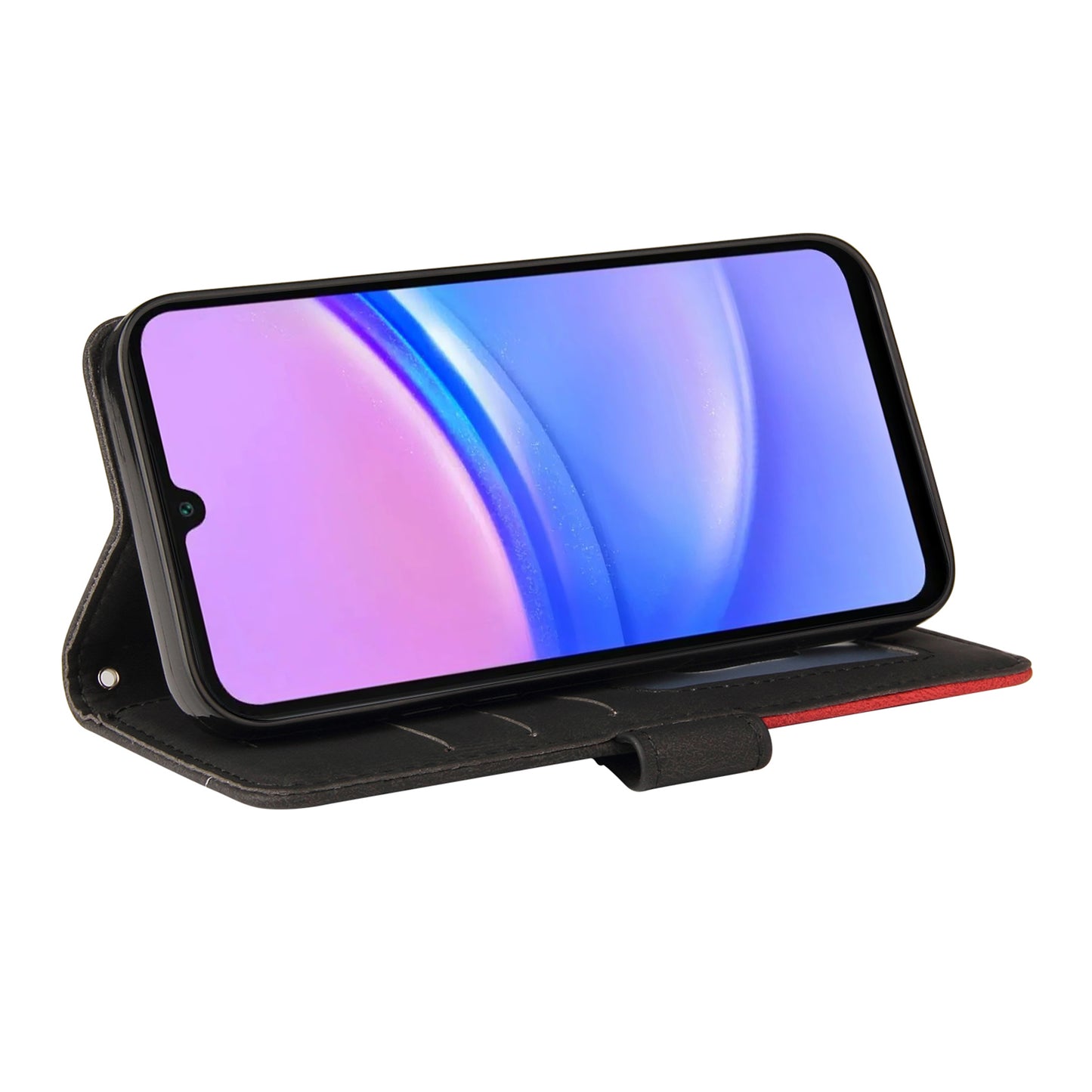 KT Leather Series-1 For Samsung Galaxy A16 5G / A16 4G Leather Case Color Splicing Phone Cover Wallet Stand - Black