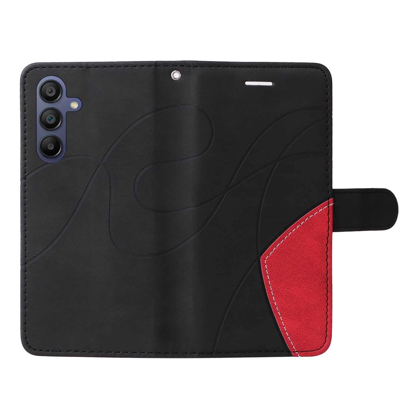 KT Leather Series-1 For Samsung Galaxy A16 5G / A16 4G Leather Case Color Splicing Phone Cover Wallet Stand - Black