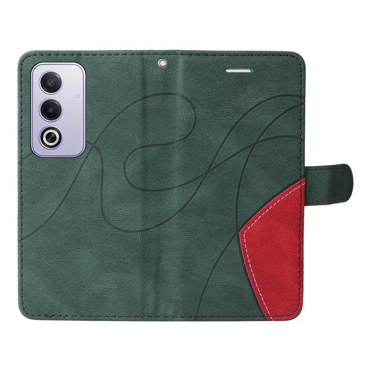 KT Leather Series-1 For Oppo A3 Pro (Global) 5G  /  A3 Pro (India) 5G Leather Case Color Splicing Phone Cover Wallet Stand - Green