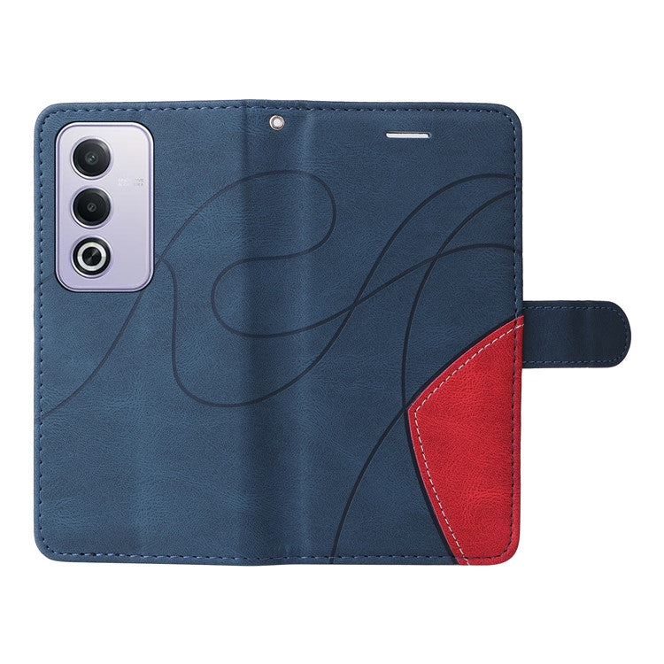 KT Leather Series-1 For Oppo A3 Pro (Global) 5G  /  A3 Pro (India) 5G Leather Case Color Splicing Phone Cover Wallet Stand - Blue