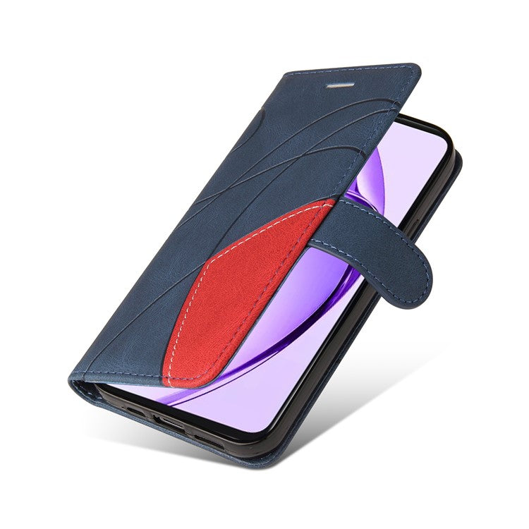 KT Leather Series-1 For Oppo A3 Pro (Global) 5G  /  A3 Pro (India) 5G Leather Case Color Splicing Phone Cover Wallet Stand - Blue