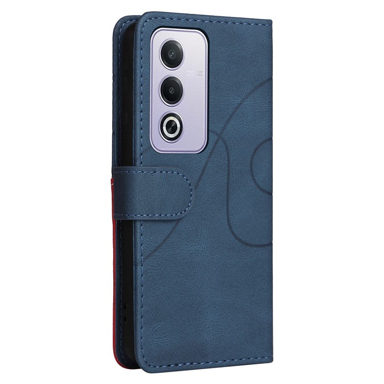 KT Leather Series-1 For Oppo A3 Pro (Global) 5G  /  A3 Pro (India) 5G Leather Case Color Splicing Phone Cover Wallet Stand - Blue