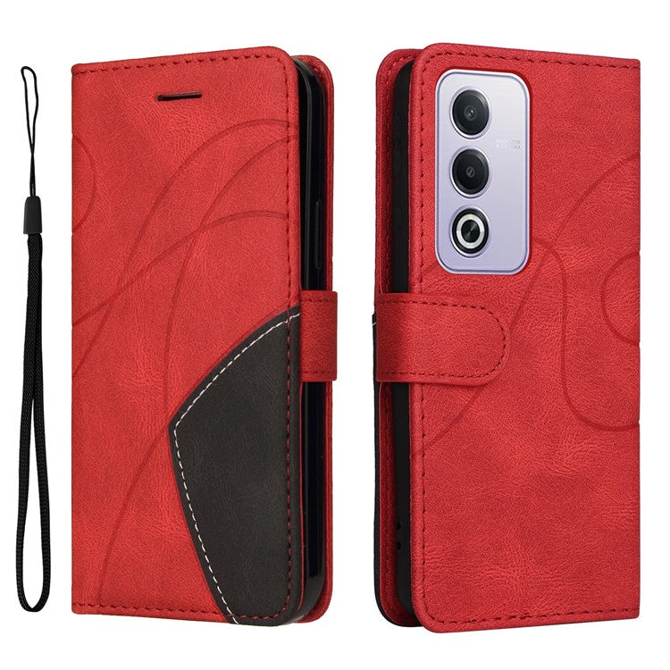 KT Leather Series-1 For Oppo A3 Pro (Global) 5G  /  A3 Pro (India) 5G Leather Case Color Splicing Phone Cover Wallet Stand - Red