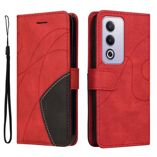 KT Leather Series-1 For Oppo A3 Pro (Global) 5G  /  A3 Pro (India) 5G Leather Case Color Splicing Phone Cover Wallet Stand - Red