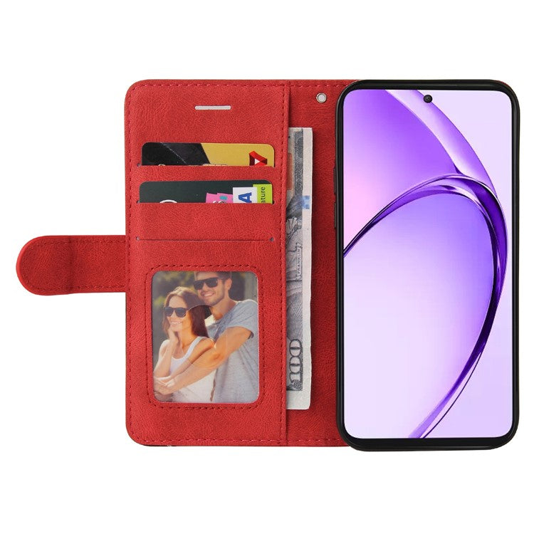KT Leather Series-1 For Oppo A3 Pro (Global) 5G  /  A3 Pro (India) 5G Leather Case Color Splicing Phone Cover Wallet Stand - Red