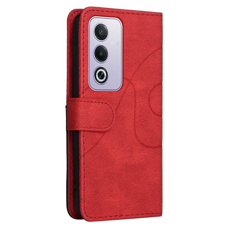 KT Leather Series-1 For Oppo A3 Pro (Global) 5G  /  A3 Pro (India) 5G Leather Case Color Splicing Phone Cover Wallet Stand - Red