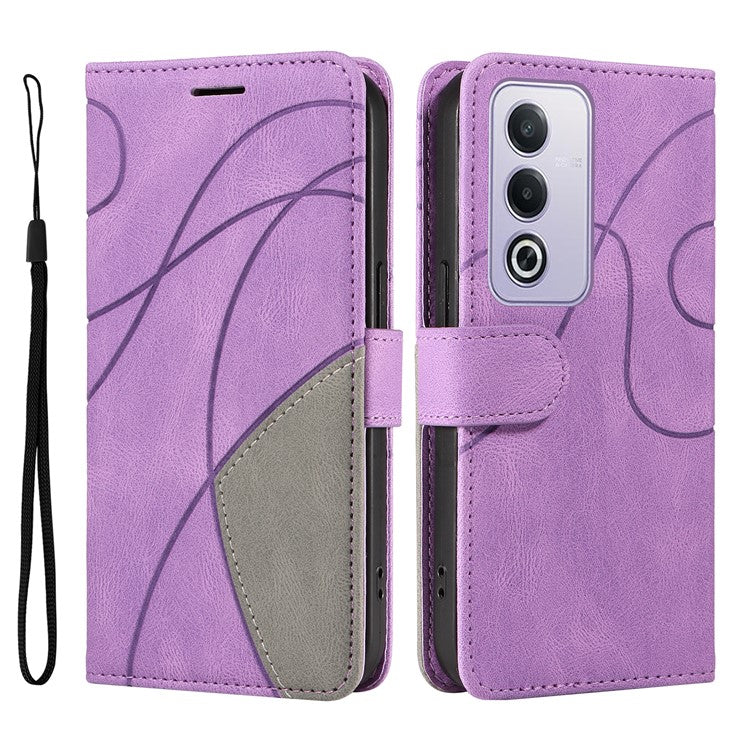 KT Leather Series-1 For Oppo A3 Pro (Global) 5G  /  A3 Pro (India) 5G Leather Case Color Splicing Phone Cover Wallet Stand - Purple