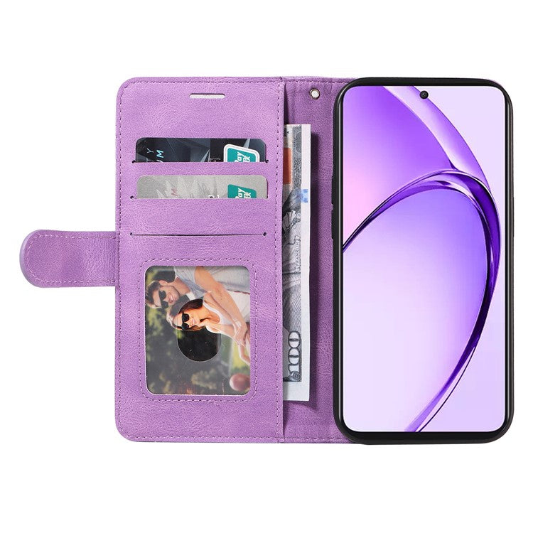 KT Leather Series-1 For Oppo A3 Pro (Global) 5G  /  A3 Pro (India) 5G Leather Case Color Splicing Phone Cover Wallet Stand - Purple