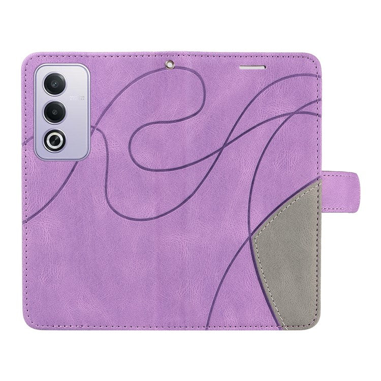 KT Leather Series-1 For Oppo A3 Pro (Global) 5G  /  A3 Pro (India) 5G Leather Case Color Splicing Phone Cover Wallet Stand - Purple