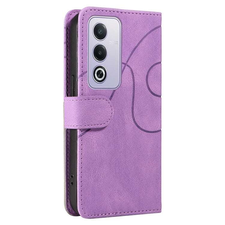 KT Leather Series-1 For Oppo A3 Pro (Global) 5G  /  A3 Pro (India) 5G Leather Case Color Splicing Phone Cover Wallet Stand - Purple