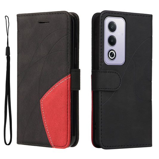 KT Leather Series-1 For Oppo A3 Pro (Global) 5G  /  A3 Pro (India) 5G Leather Case Color Splicing Phone Cover Wallet Stand - Black