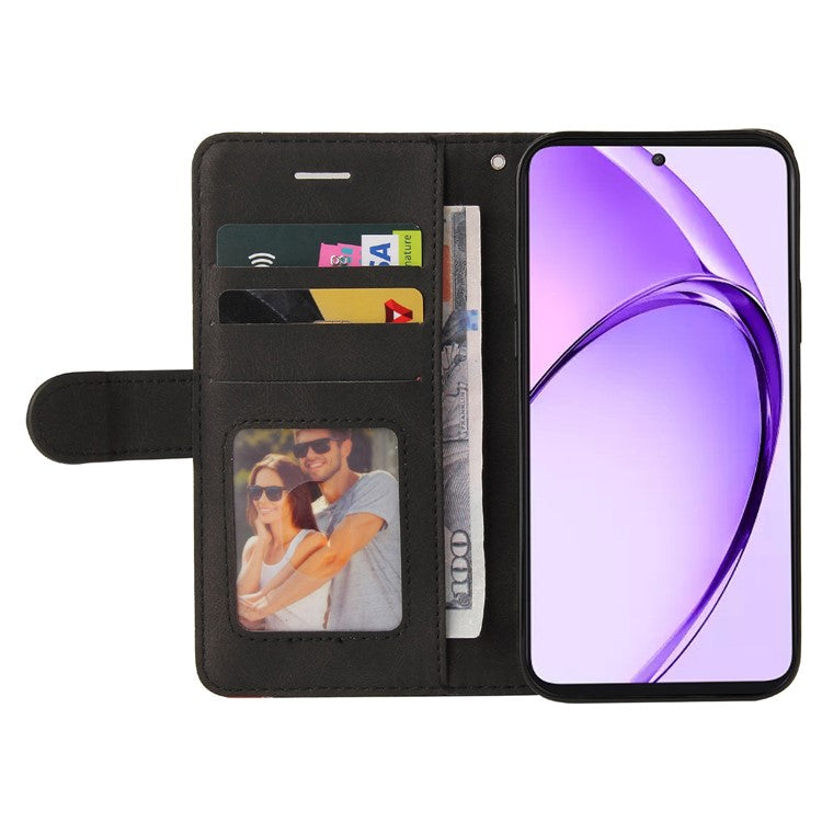 KT Leather Series-1 For Oppo A3 Pro (Global) 5G  /  A3 Pro (India) 5G Leather Case Color Splicing Phone Cover Wallet Stand - Black