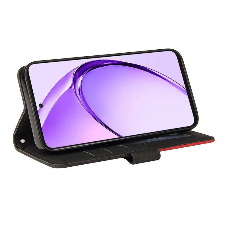 KT Leather Series-1 For Oppo A3 Pro (Global) 5G  /  A3 Pro (India) 5G Leather Case Color Splicing Phone Cover Wallet Stand - Black