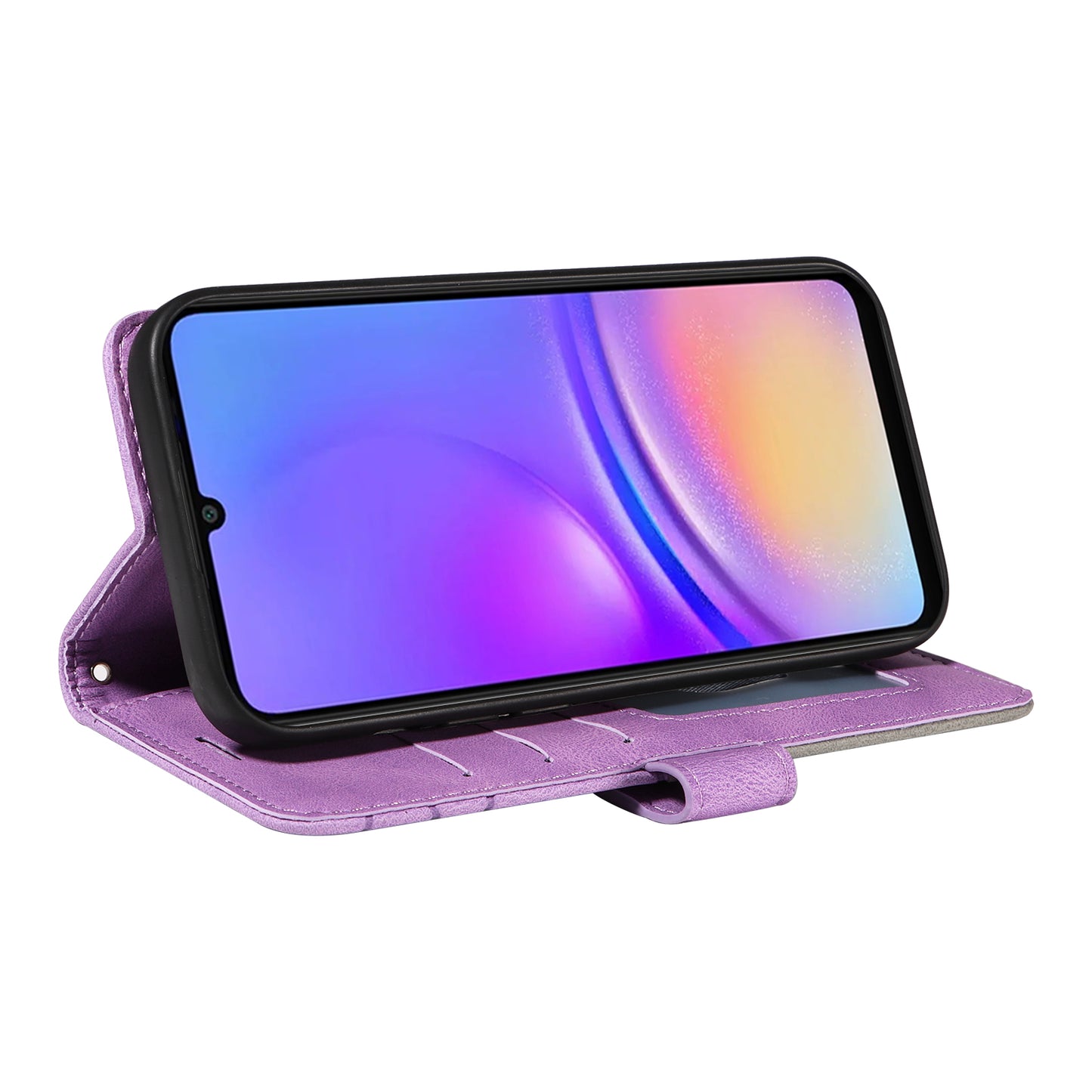 KT Leather Series-1 For Samsung Galaxy A06 Leather Case Color Splicing Phone Cover Wallet Stand - Purple