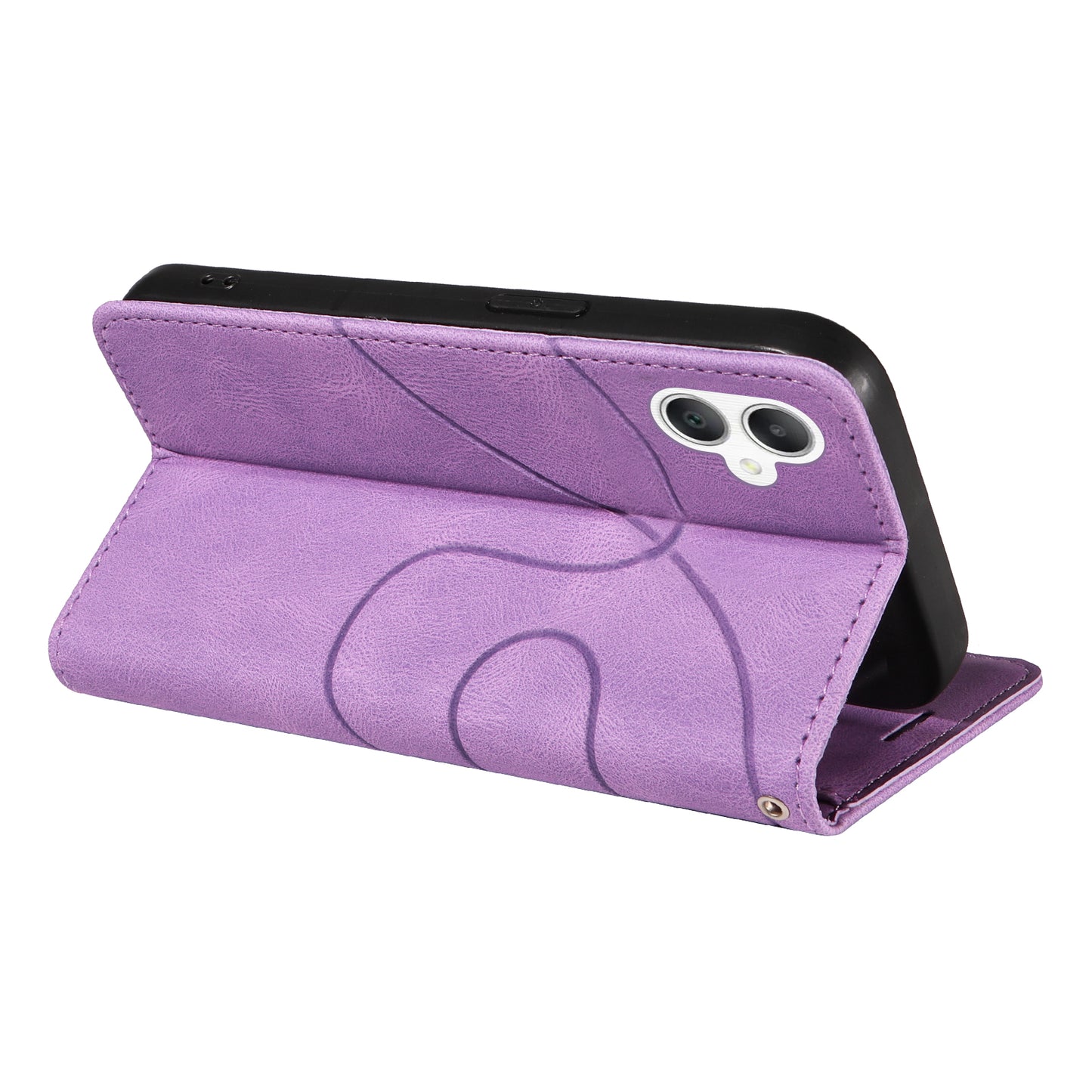 KT Leather Series-1 For Samsung Galaxy A06 Leather Case Color Splicing Phone Cover Wallet Stand - Purple