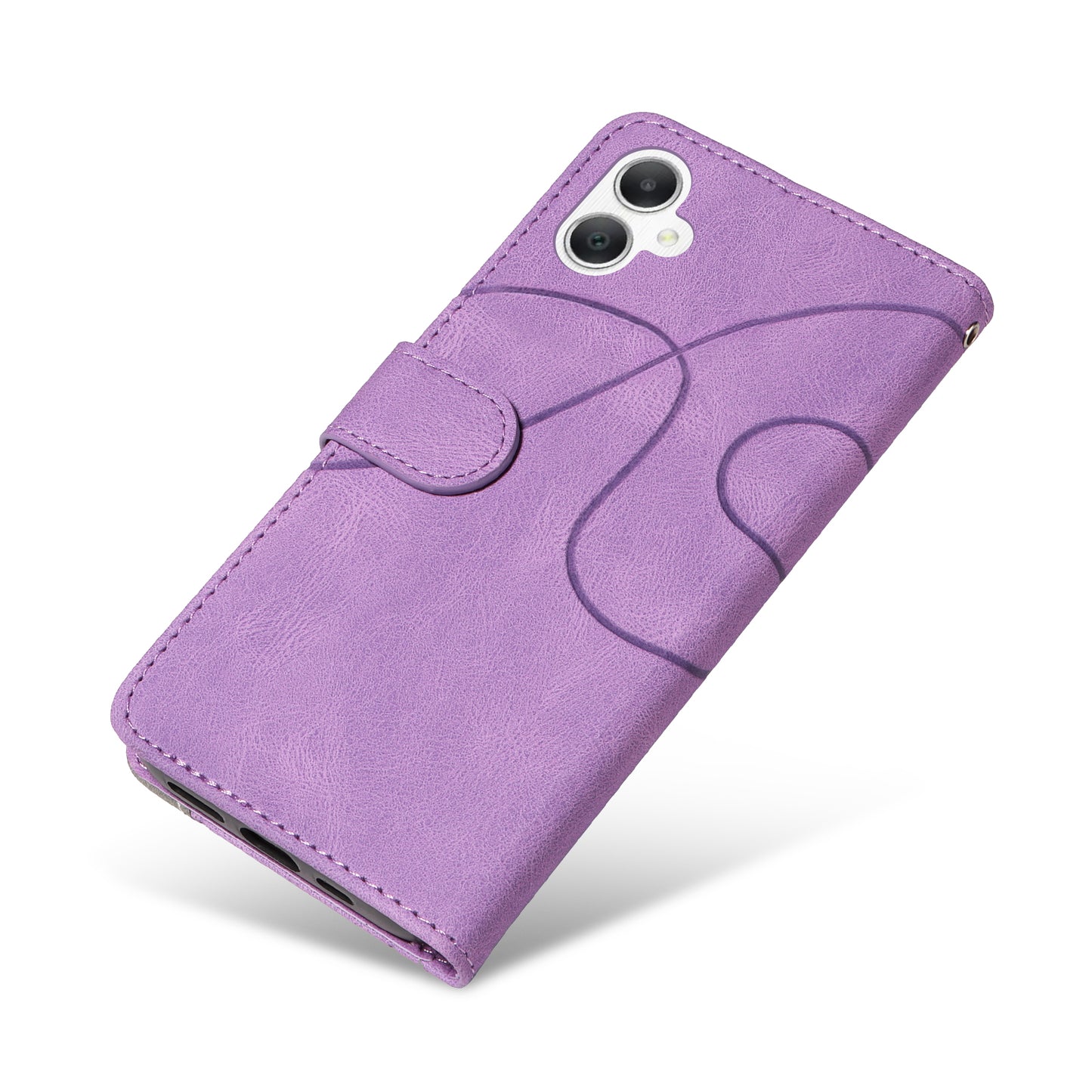 KT Leather Series-1 For Samsung Galaxy A06 Leather Case Color Splicing Phone Cover Wallet Stand - Purple