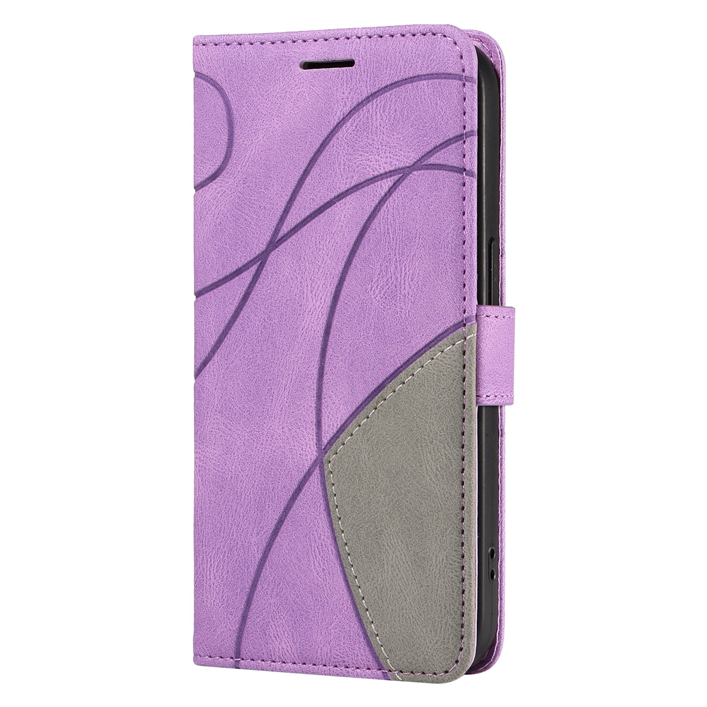 KT Leather Series-1 For Samsung Galaxy A06 Leather Case Color Splicing Phone Cover Wallet Stand - Purple