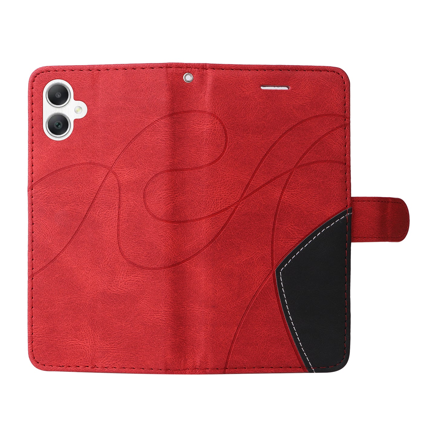 KT Leather Series-1 For Samsung Galaxy A06 Leather Case Color Splicing Phone Cover Wallet Stand - Red