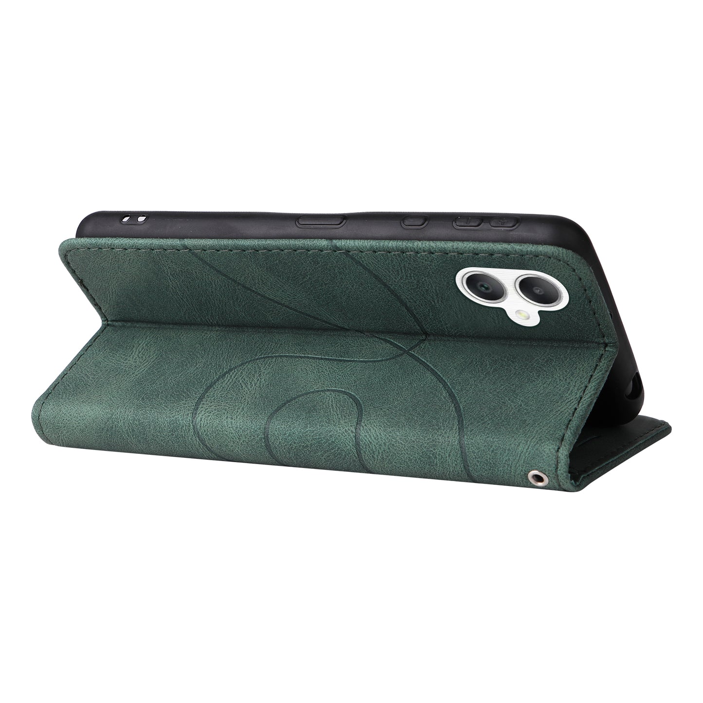 KT Leather Series-1 For Samsung Galaxy A06 Leather Case Color Splicing Phone Cover Wallet Stand - Green