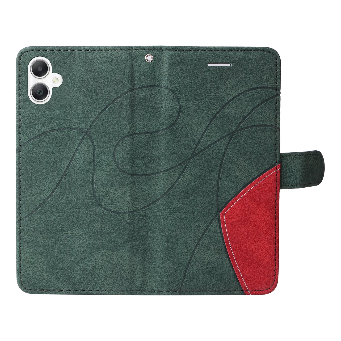 KT Leather Series-1 For Samsung Galaxy A06 Leather Case Color Splicing Phone Cover Wallet Stand - Green