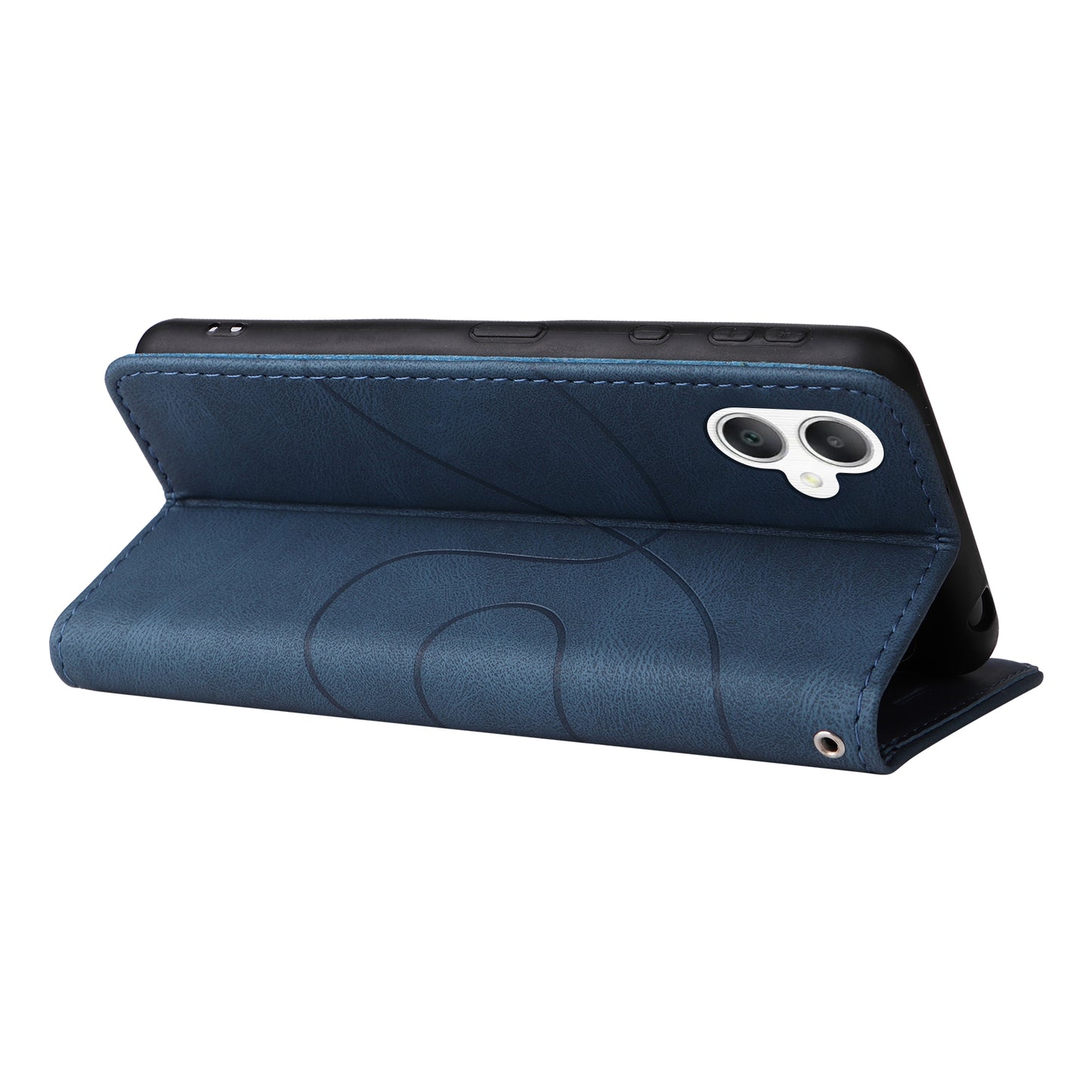 KT Leather Series-1 For Samsung Galaxy A06 Leather Case Color Splicing Phone Cover Wallet Stand - Blue