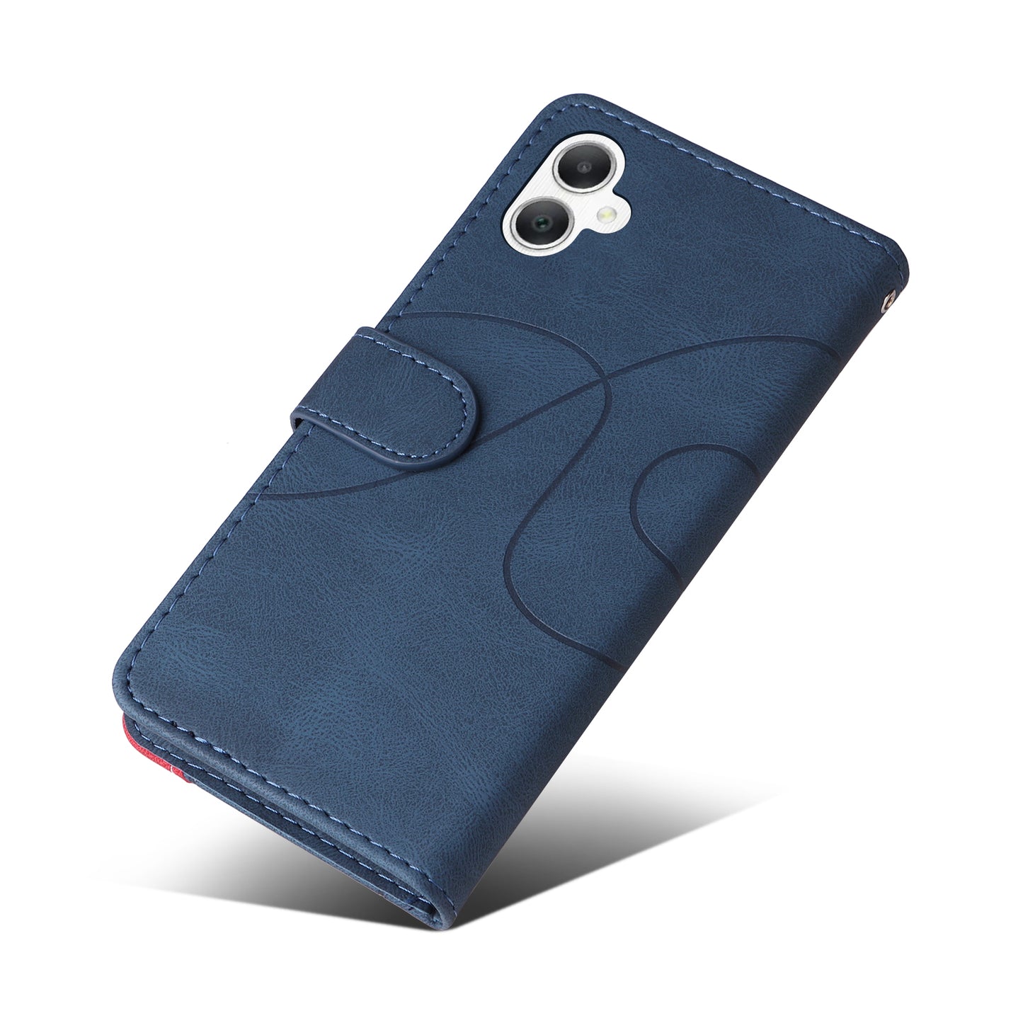 KT Leather Series-1 For Samsung Galaxy A06 Leather Case Color Splicing Phone Cover Wallet Stand - Blue
