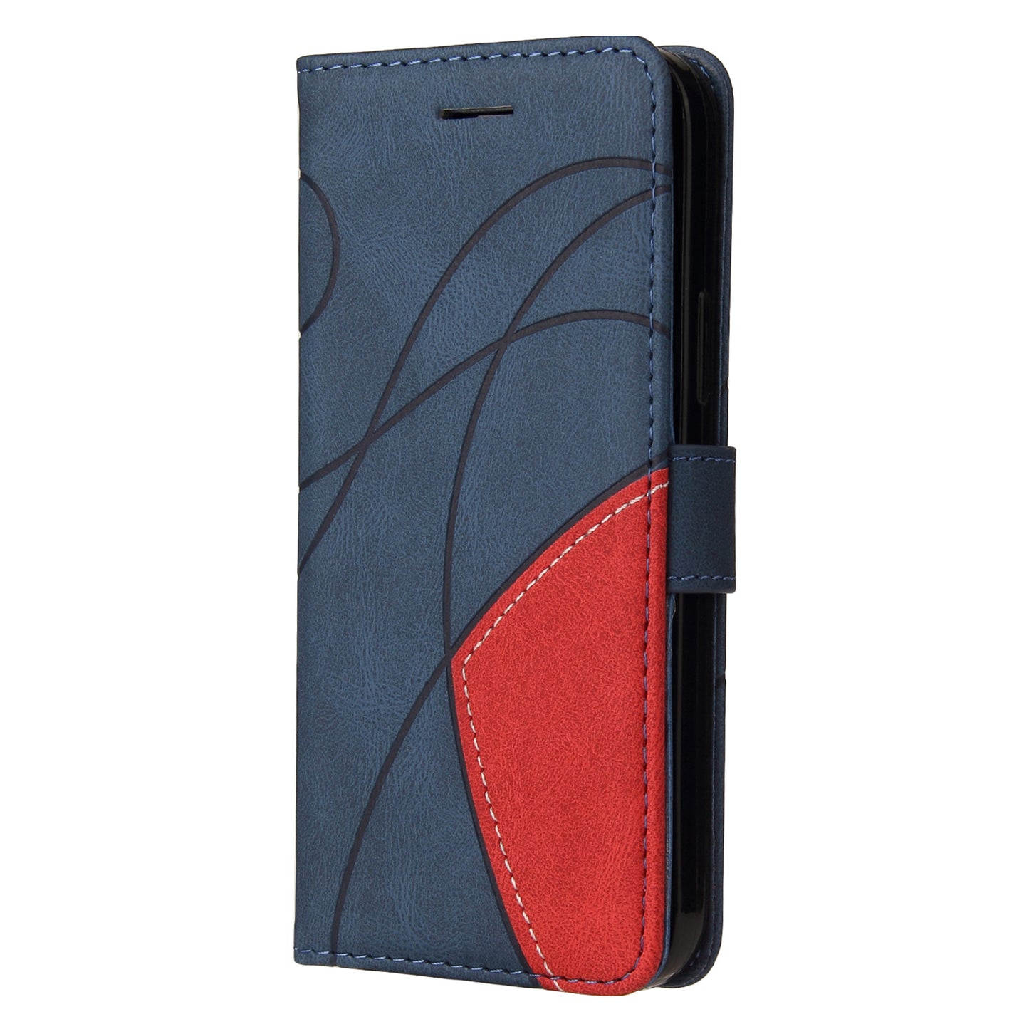 KT Leather Series-1 For Samsung Galaxy A06 Leather Case Color Splicing Phone Cover Wallet Stand - Blue