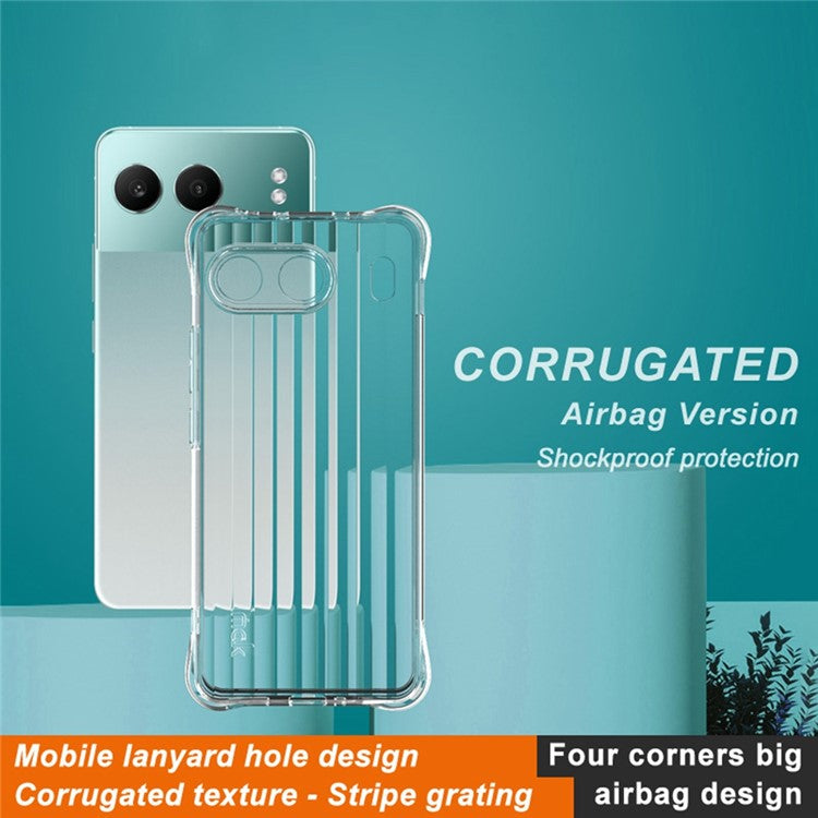 IMAK For OnePlus Nord 4 TPU Case Airbag Corners Phone Cover Corrugated Texture - Transparent