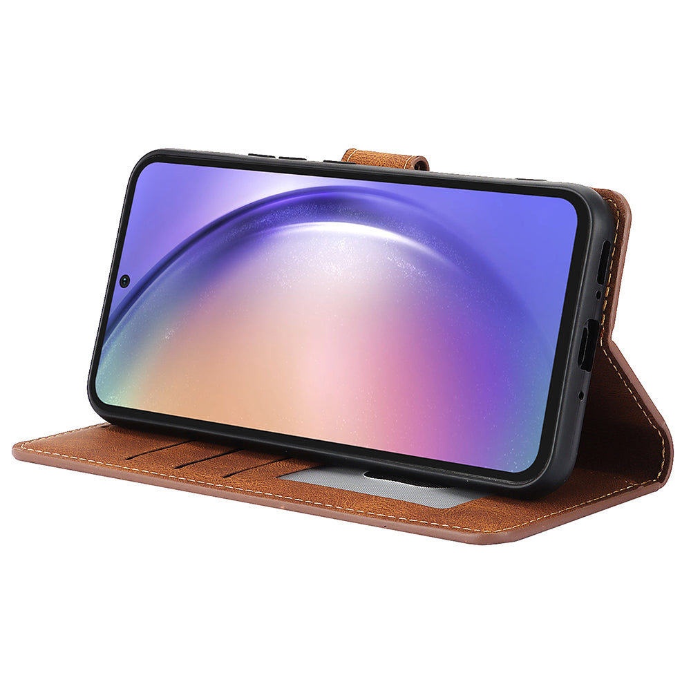 For Samsung Galaxy A16 5G / A16 4G Case PU Leather Phone Cover with Wallet Stand View - Brown