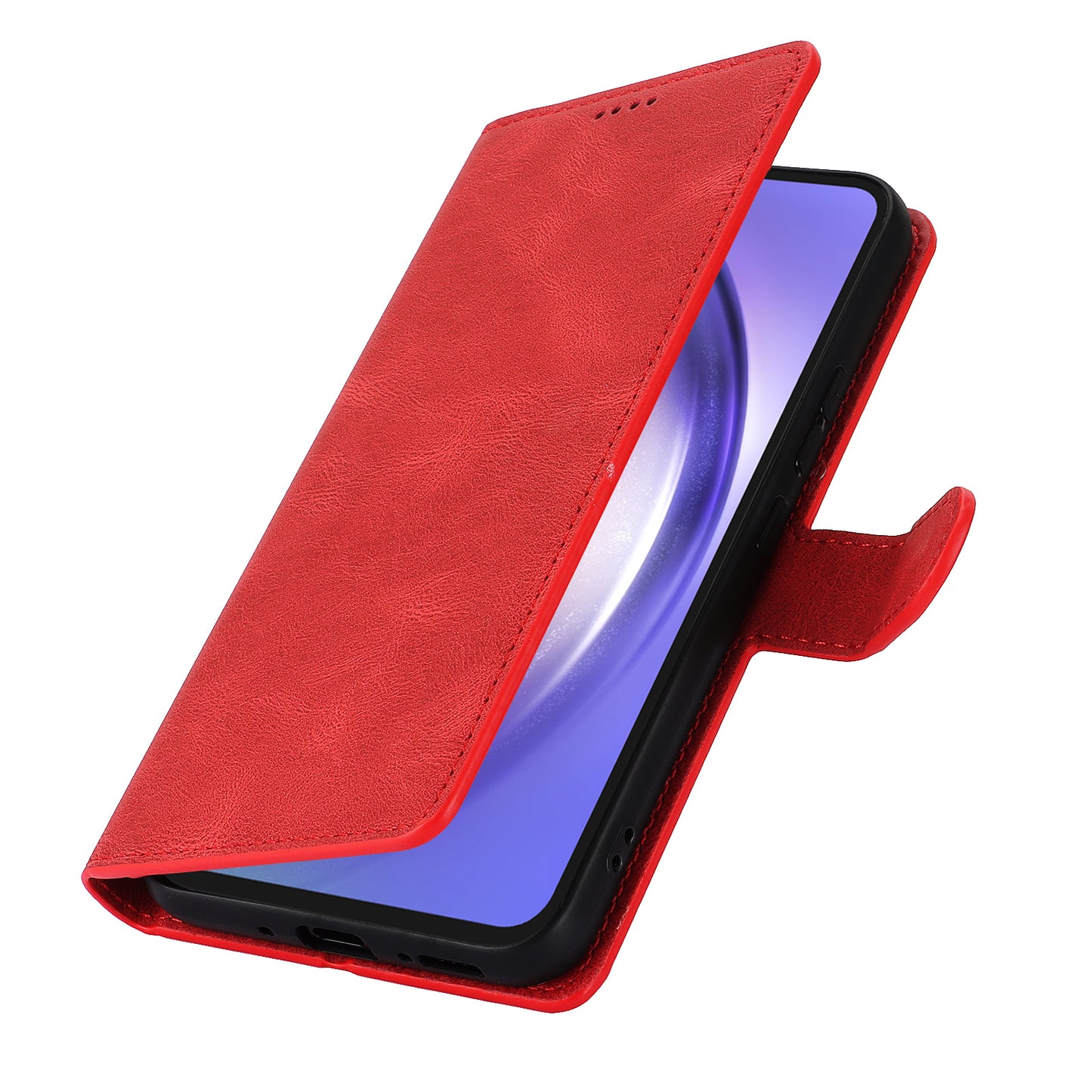 For Samsung Galaxy A16 5G / A16 4G Case PU Leather Phone Cover with Wallet Stand View - Red