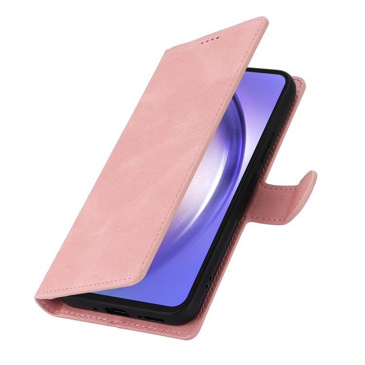 For Samsung Galaxy S24 FE Case PU Leather Phone Cover with Wallet Stand View - Pink