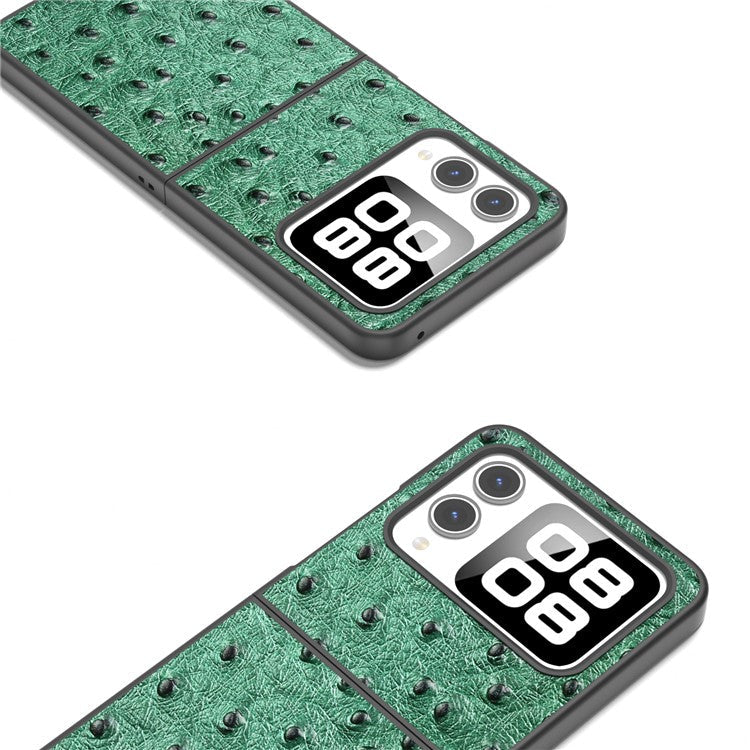 ABEEL For Huawei nova Flip 5G Case Genuine Leather Ostrich Texture Phone Cover - Green