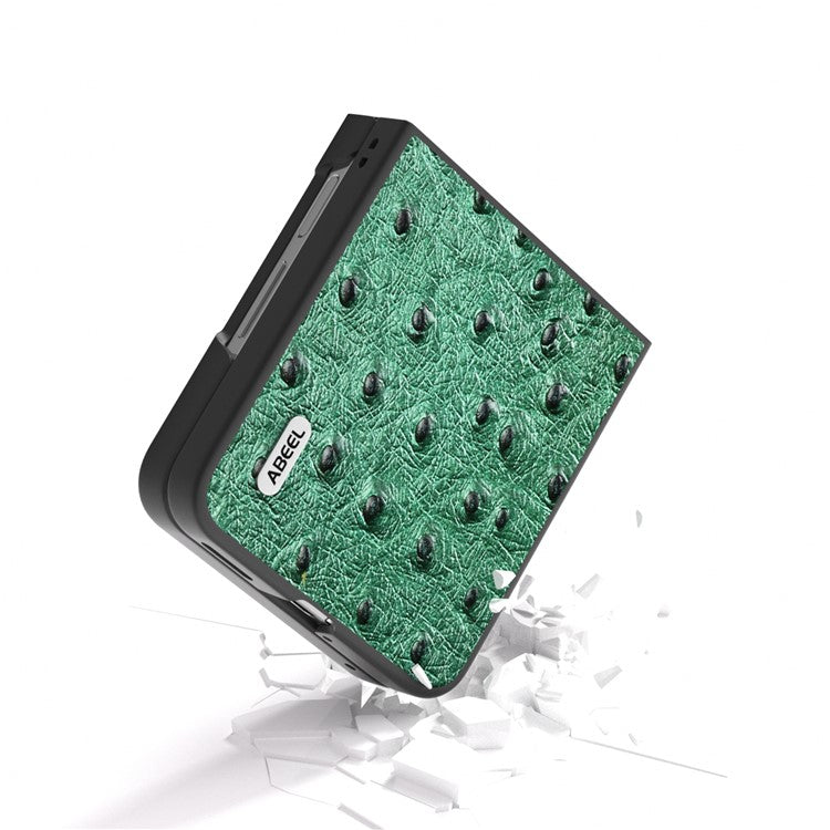 ABEEL For Huawei nova Flip 5G Case Genuine Leather Ostrich Texture Phone Cover - Green
