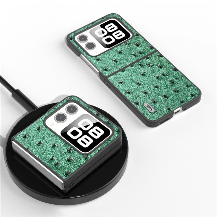 ABEEL For Huawei nova Flip 5G Case Genuine Leather Ostrich Texture Phone Cover - Green