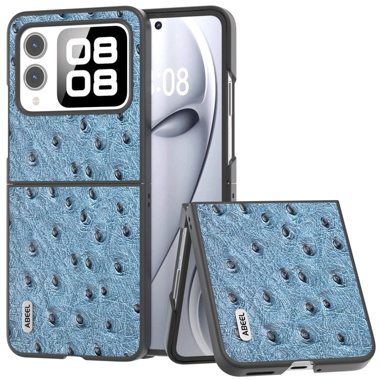 ABEEL For Huawei nova Flip 5G Case Genuine Leather Ostrich Texture Phone Cover - Blue