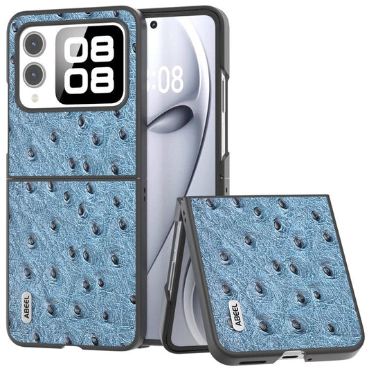 ABEEL For Huawei nova Flip 5G Case Genuine Leather Ostrich Texture Phone Cover - Blue