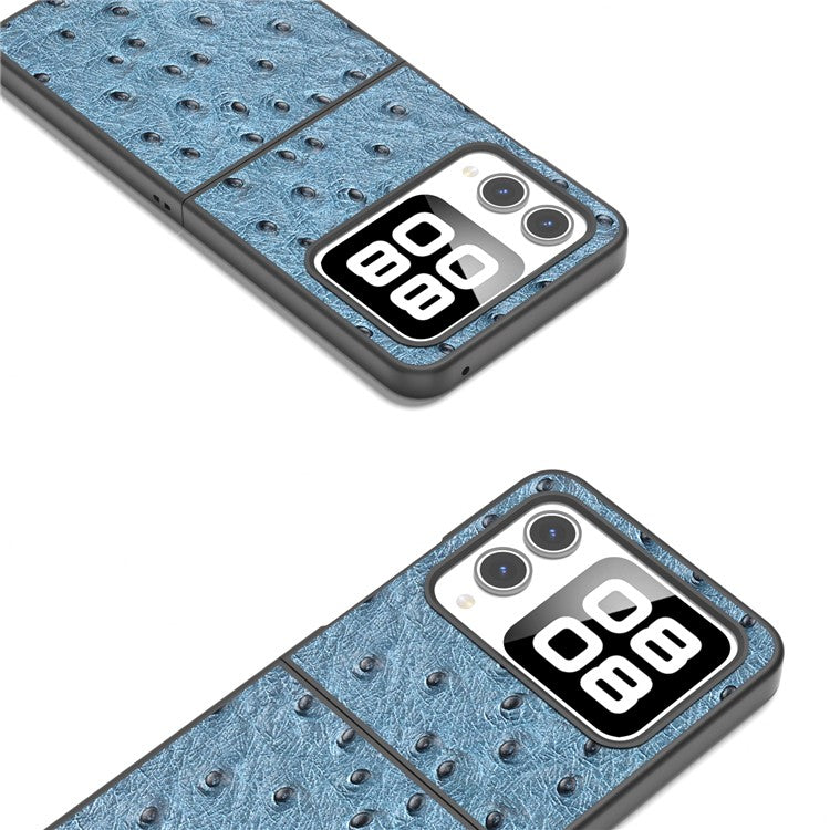 ABEEL For Huawei nova Flip 5G Case Genuine Leather Ostrich Texture Phone Cover - Blue