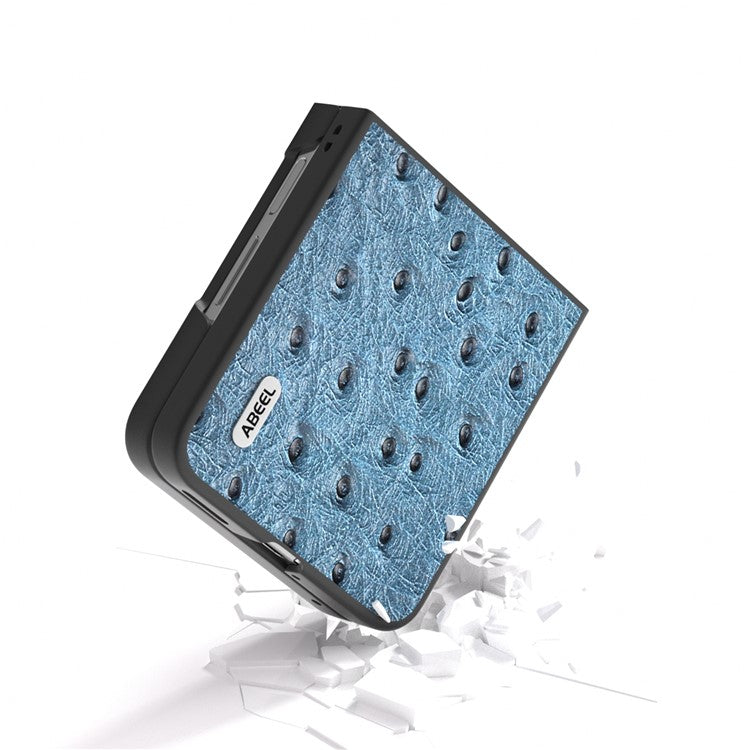 ABEEL For Huawei nova Flip 5G Case Genuine Leather Ostrich Texture Phone Cover - Blue